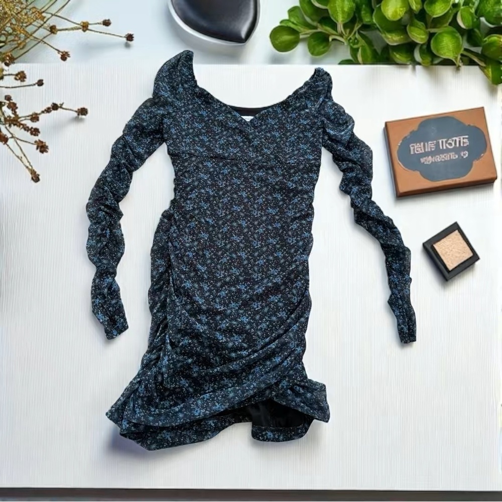Aeropostale Navy and Black Floral Long Sleeve Dress